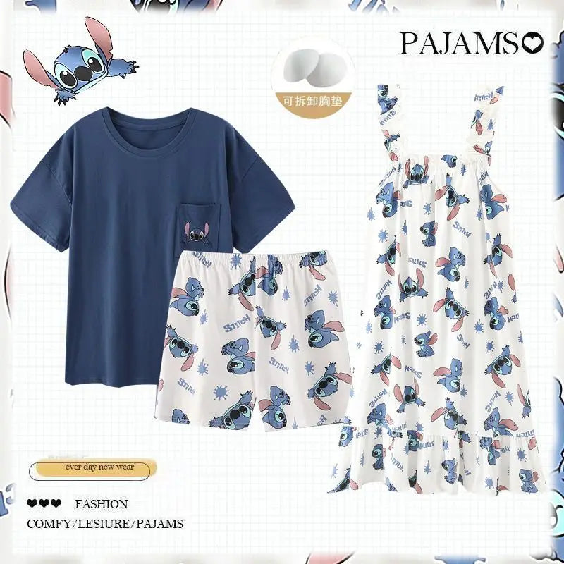 Stitch personality cute couple pajamas women's summer nightdress new cartoon