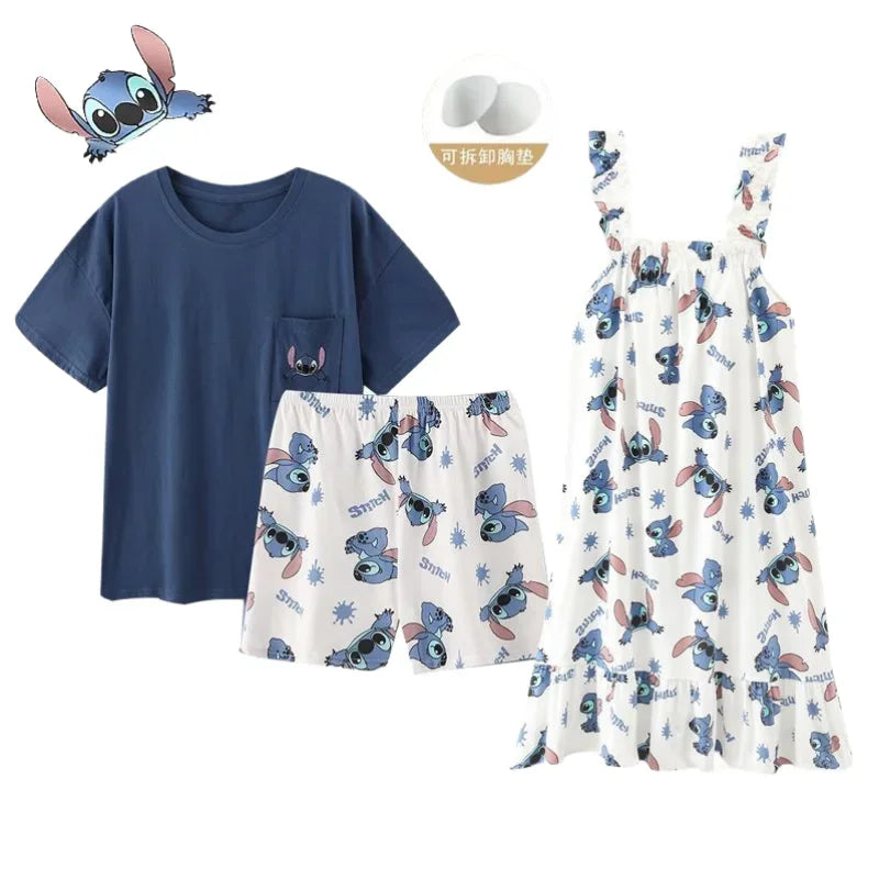 Stitch personality cute couple pajamas women's summer nightdress new cartoon