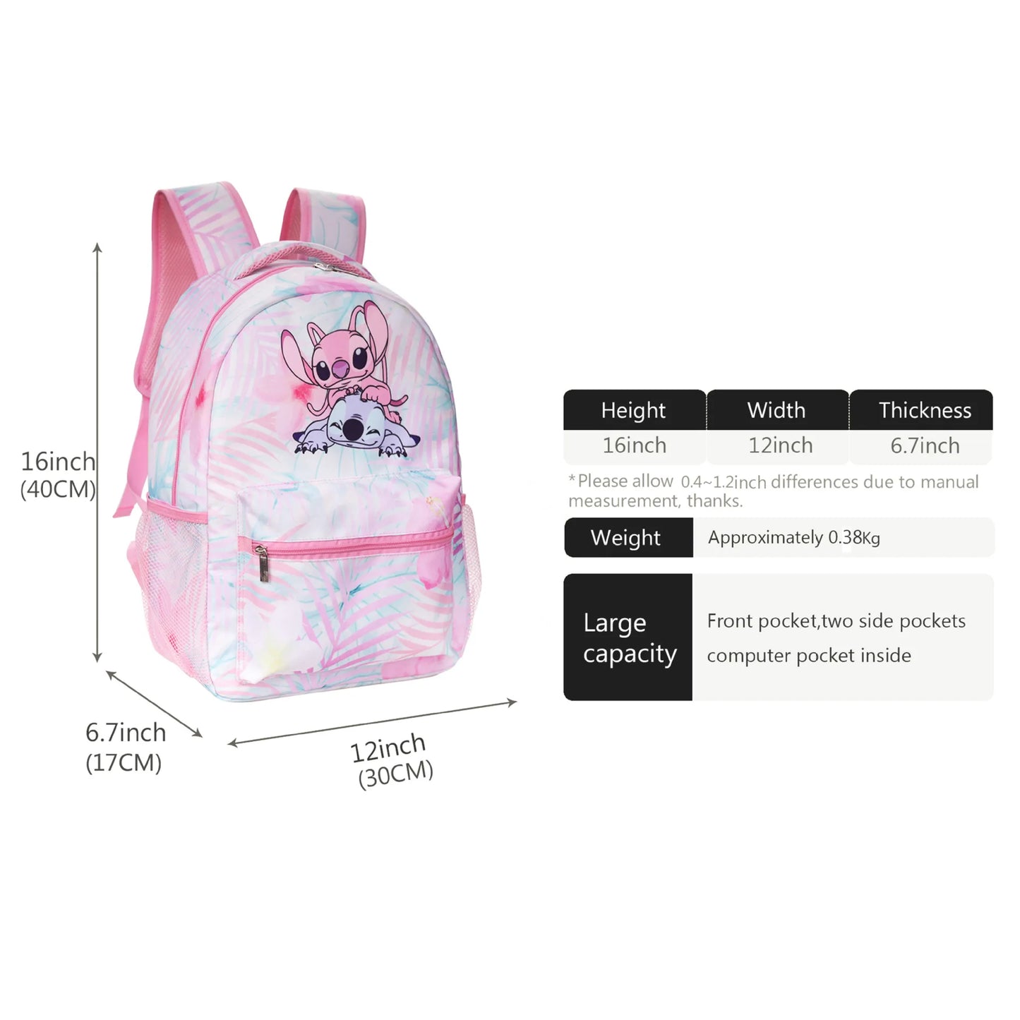 Lovely Stitch Backpacks Software Lilo And Stitch Women Girls School Bags Gradient Ramp Color Cartoon Travel Mochilas bolso mujer
